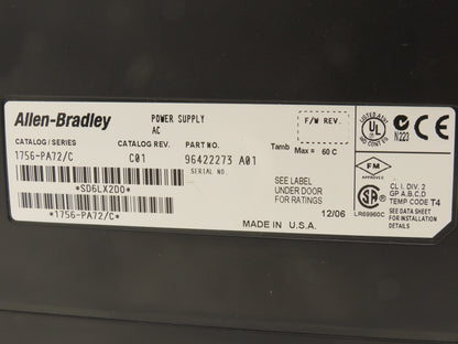 Allen Bradley 1756-A10 I/O 10 Slot Rack Chassis & Power Supply 1756-PA72