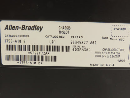 Allen Bradley 1756-A10 I/O 10 Slot Rack Chassis & Power Supply 1756-PA72