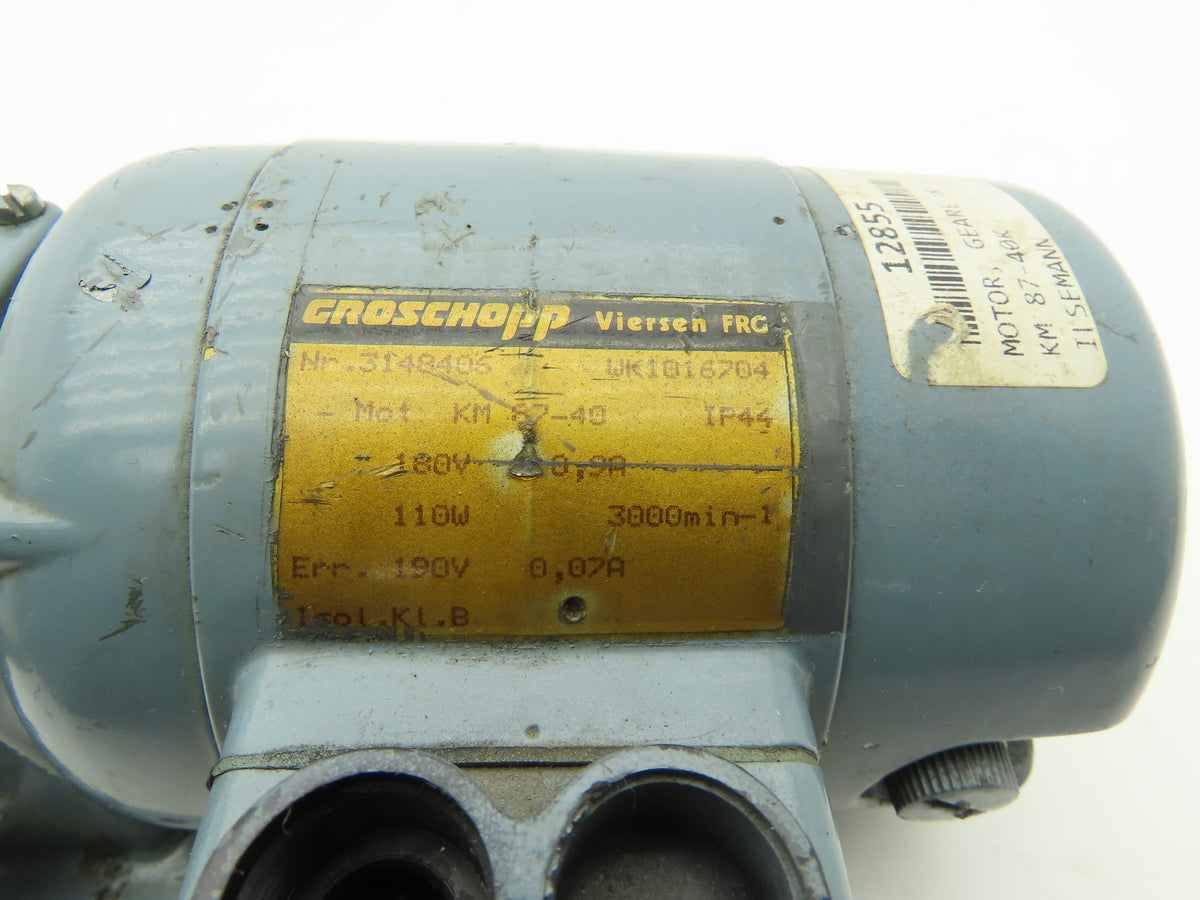 Groschopp 3148406 Gearmotor 250:1 Hollow Shaft 20mm 180-230V 1ph KM 87-40