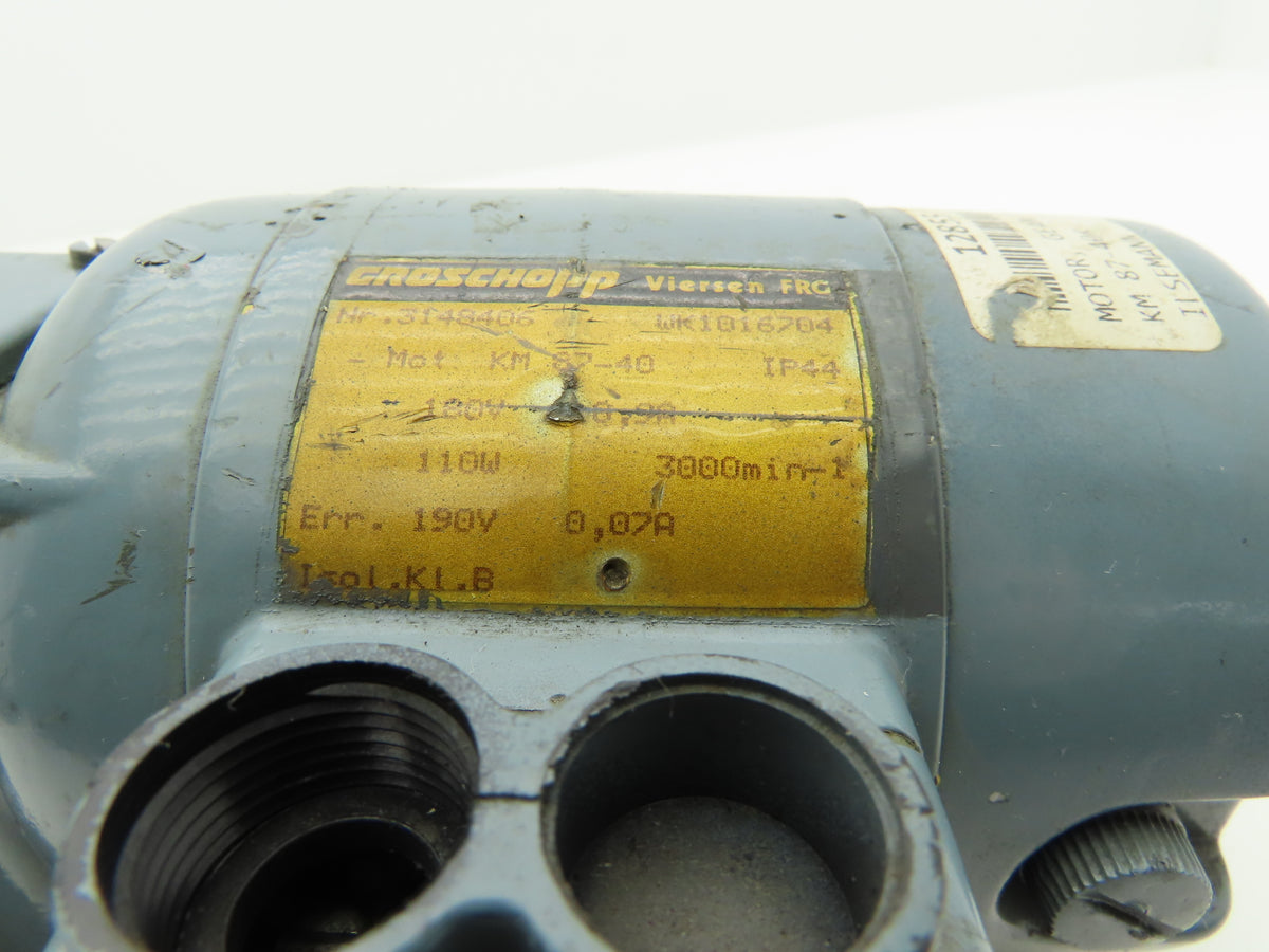 Groschopp 3148406 Gearmotor 250:1 Hollow Shaft 20mm 180-230V 1ph KM 87-40