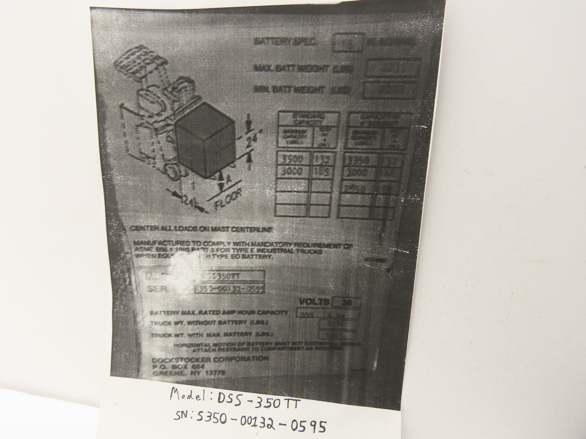 Raymond 223-000-147/002 Dockstocker Forklift Dash Display Panel Off DSS-350TT