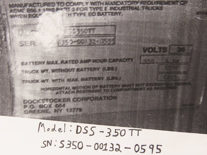 Raymond 223-000-147/002 Dockstocker Forklift Dash Display Panel Off DSS-350TT