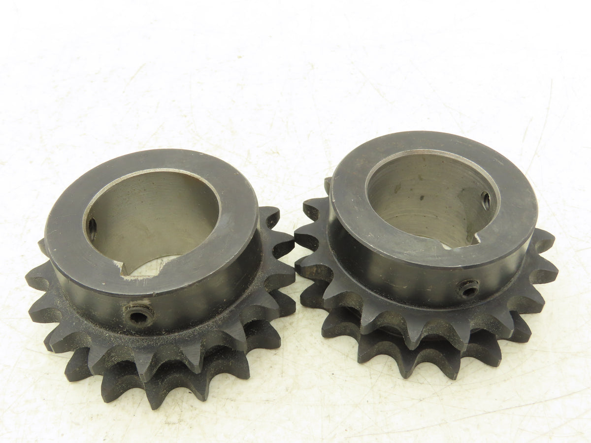 Tsubaki HD40B18 Double Strand #40 Roller Chain Sprocket 18T 1-7/16"Bore Lot of 2