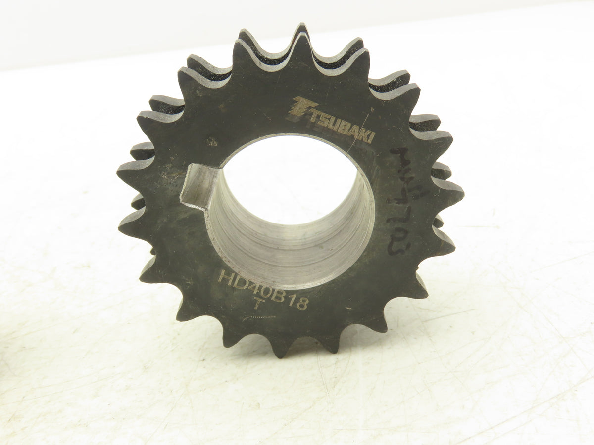 Tsubaki HD40B18 Double Strand #40 Roller Chain Sprocket 18T 1-7/16"Bore Lot of 2