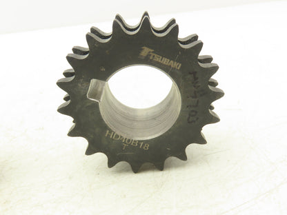 Tsubaki HD40B18 Double Strand #40 Roller Chain Sprocket 18T 1-7/16"Bore Lot of 2