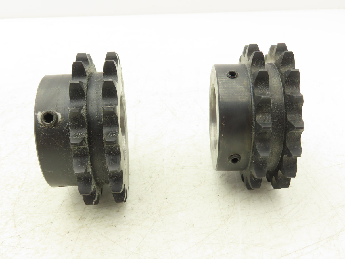 Tsubaki HD40B18 Double Strand #40 Roller Chain Sprocket 18T 1-7/16"Bore Lot of 2