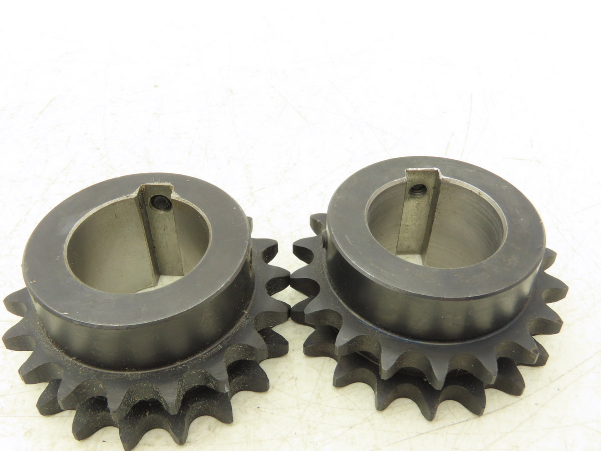 Tsubaki HD40B18 Double Strand #40 Roller Chain Sprocket 18T 1-7/16"Bore Lot of 2
