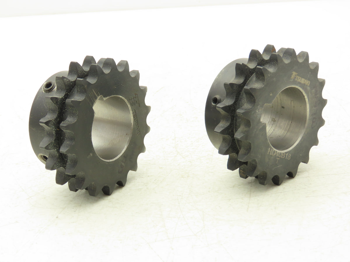Tsubaki HD40B18 Double Strand #40 Roller Chain Sprocket 18T 1-7/16"Bore Lot of 2