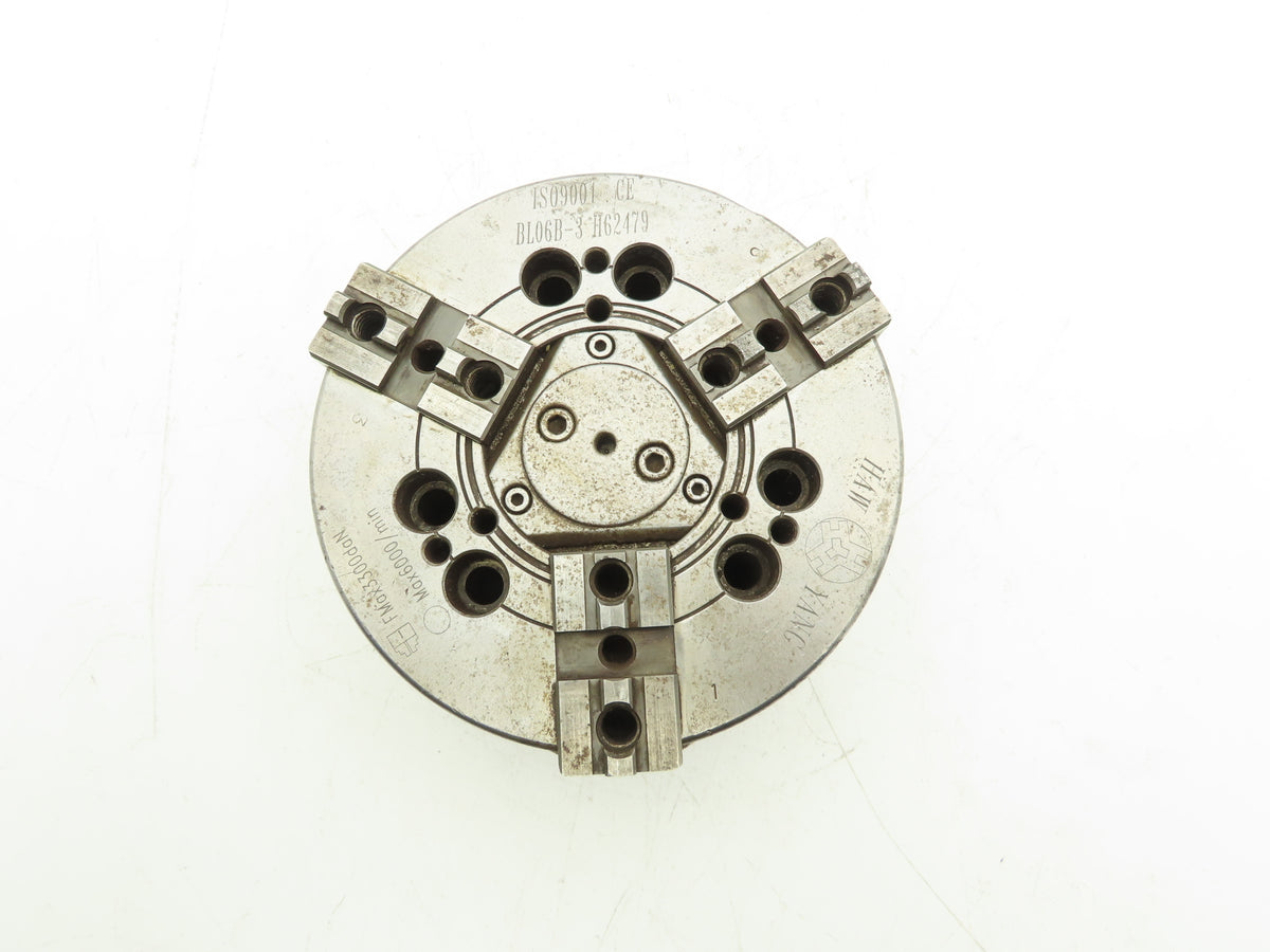 Haw Yang BL06B-3 CNC 3 Jaw Power Chuck 6" Max RPM 6000 Hydraulic Clamp Wedge