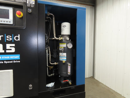 Kaishan KRSD-15VSD Rotary Screw Air Compressor 62CFM 125PSIG 15HP 480V 120G Tank