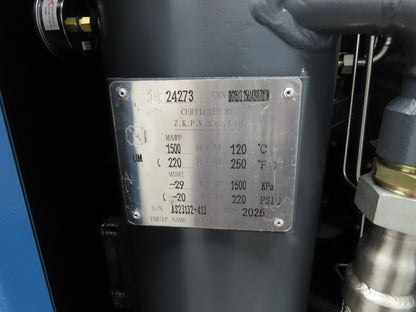 Kaishan KRSD-15VSD Rotary Screw Air Compressor 62CFM 125PSIG 15HP 480V 120G Tank
