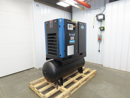 Kaishan KRSD-15VSD Rotary Screw Air Compressor 62CFM 125PSIG 15HP 480V 120G Tank