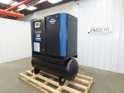 Kaishan KRSD-15VSD Rotary Screw Air Compressor 62CFM 125PSIG 15HP 480V 120G Tank
