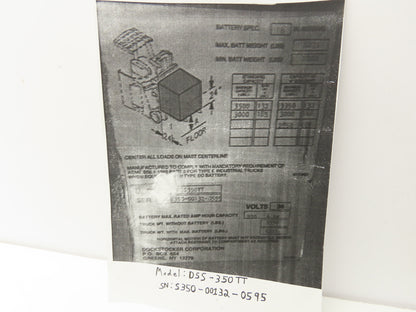 Raymond 140-08-4001 Dockstocker Forklift Hydraulic Pump & Motor Off DSS-350TT