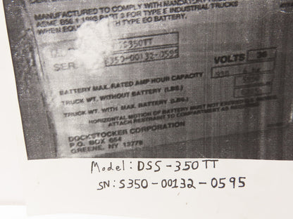 Raymond P94-4002A Dockstocker Forklift Hydraulic Pump & Motor Off DSS-350TT