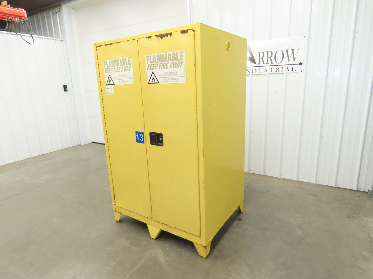 Eagle 9010 Flammable Liquid Safety Cabinet Yellow Dual Door 90 Gallon 43x34x70"