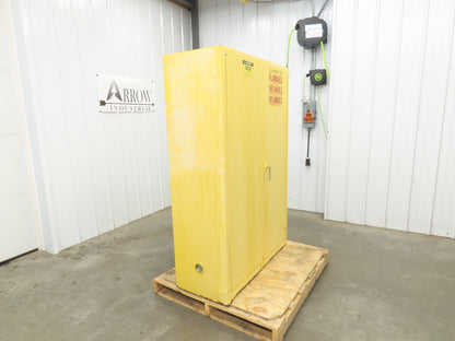 Justrite 25450 Yellow Flammable Safety Cabinet Manual Close 45 Gallon Liquid