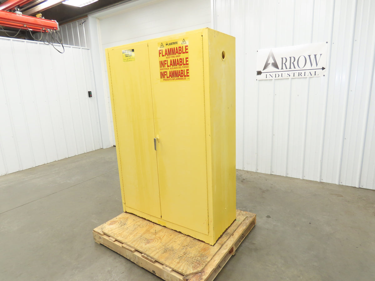 Justrite 25450 Yellow Flammable Safety Cabinet Manual Close 45 Gallon Liquid