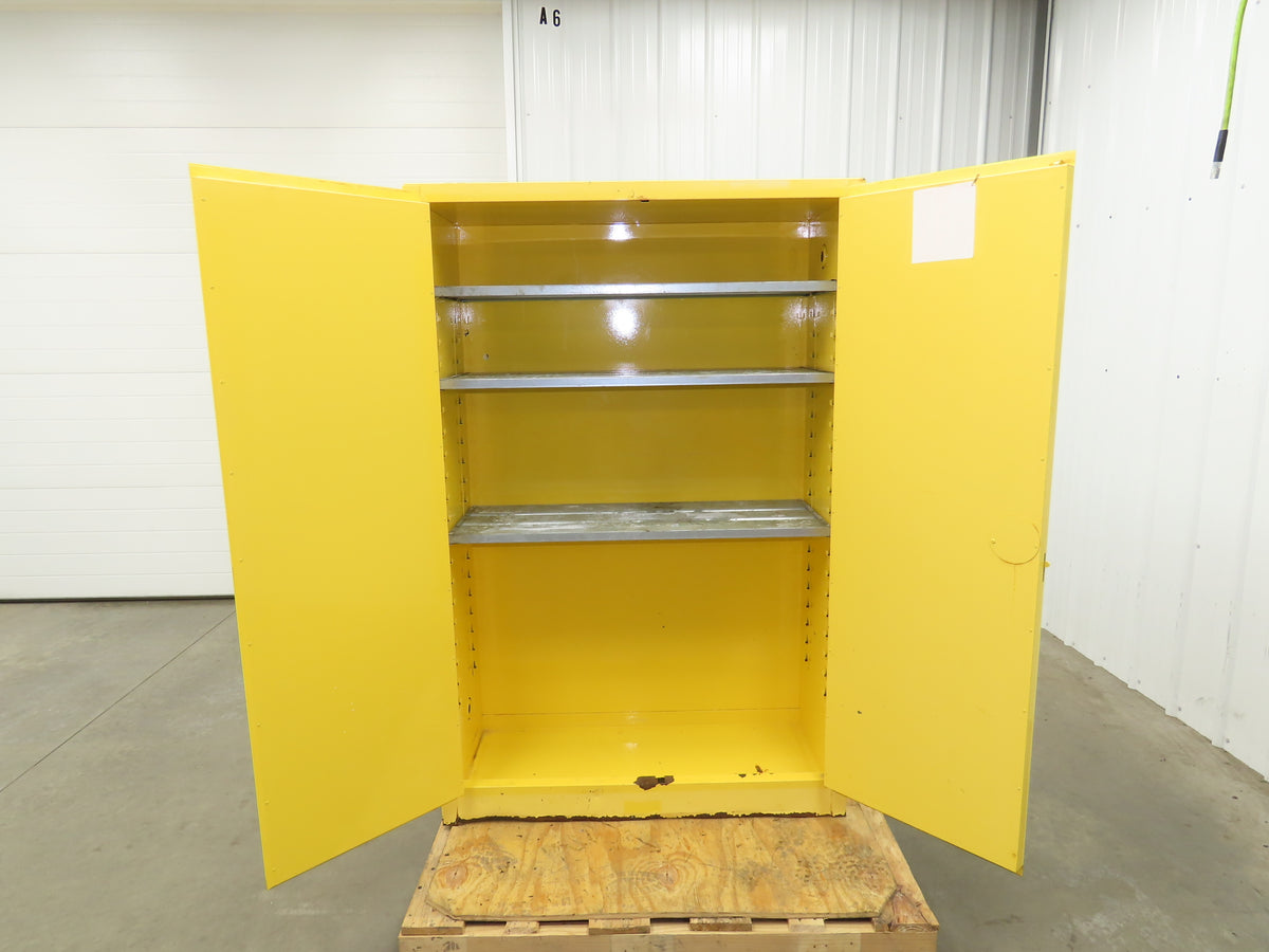 Justrite 25450 Yellow Flammable Safety Cabinet Manual Close 45 Gallon Liquid
