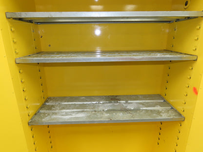 Justrite 25450 Yellow Flammable Safety Cabinet Manual Close 45 Gallon Liquid