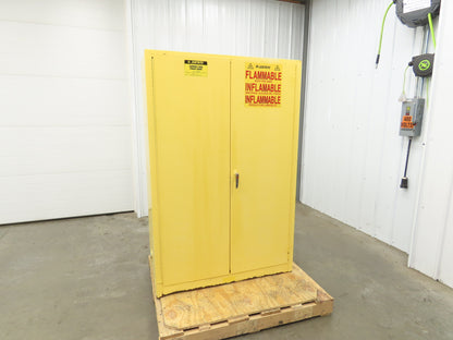 Justrite 25450 Yellow Flammable Safety Cabinet Manual Close 45 Gallon Liquid