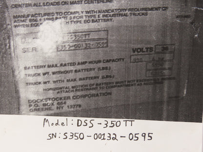 Raymond CT300A36D1M Forklift Motor Contactor Control Assembly Off DSS-350TT