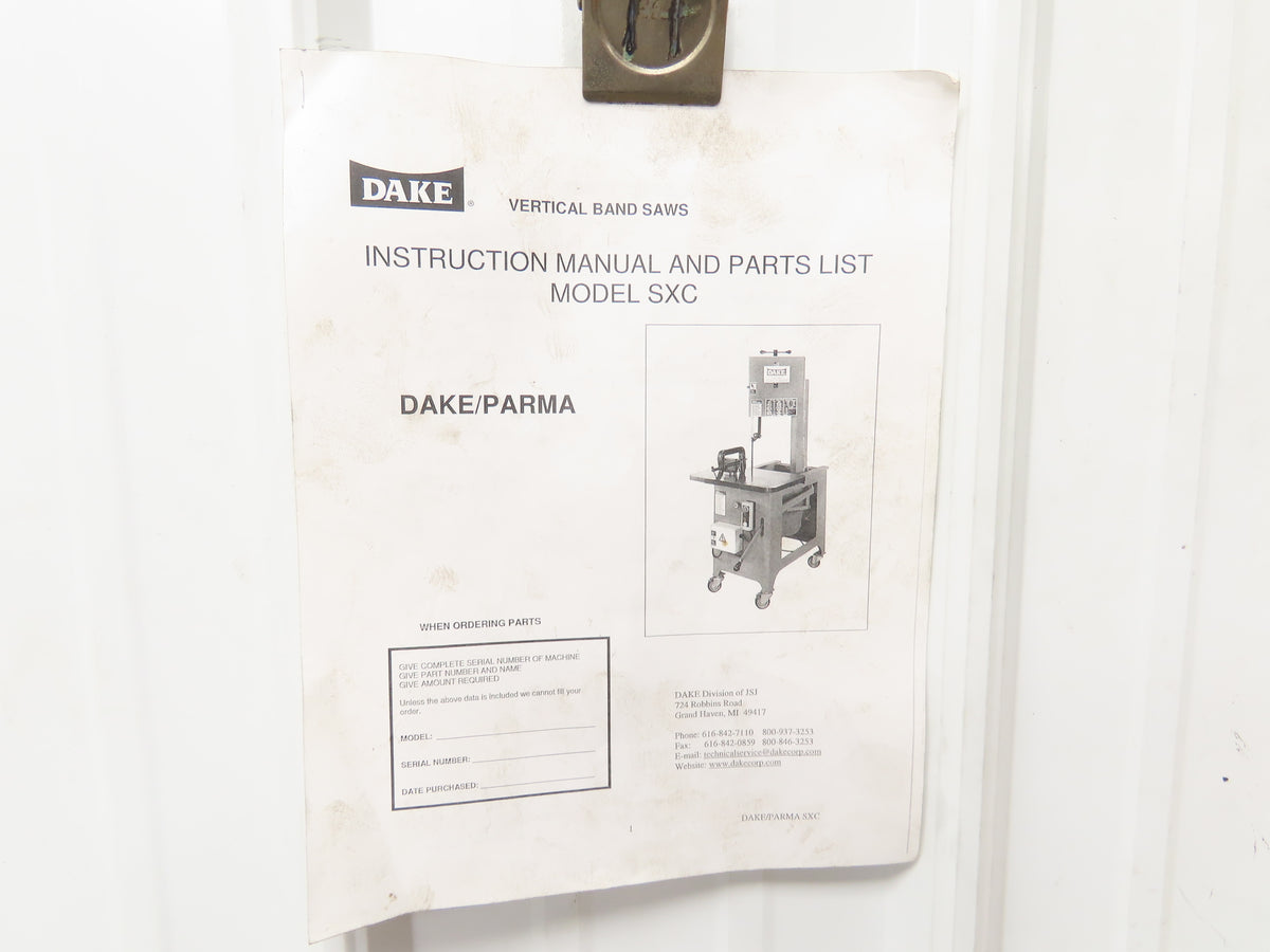 Dake Parma Work-A-Matic Vertical Bandsaw Gravity Feed 9" Throat 3/4Hp 3Ph Metal