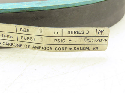 Graphilor 2392 Rupture Disc 8" Series 3 Burst @3 PSIG Cap 6160 x10³ scfm-air
