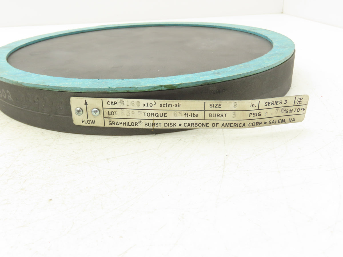 Graphilor 2392 Rupture Disc 8" Series 3 Burst @3 PSIG Cap 6160 x10³ scfm-air