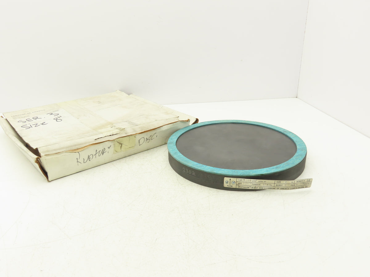 Graphilor 2392 Rupture Disc 8" Series 3 Burst @3 PSIG Cap 6160 x10³ scfm-air
