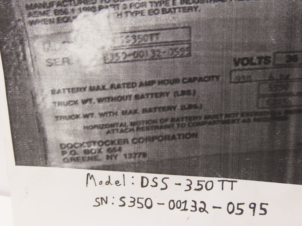 Raymond 1015756/001 Dockstocker Forklift DSS300/350 Vehicle Manager Off DSS350TT