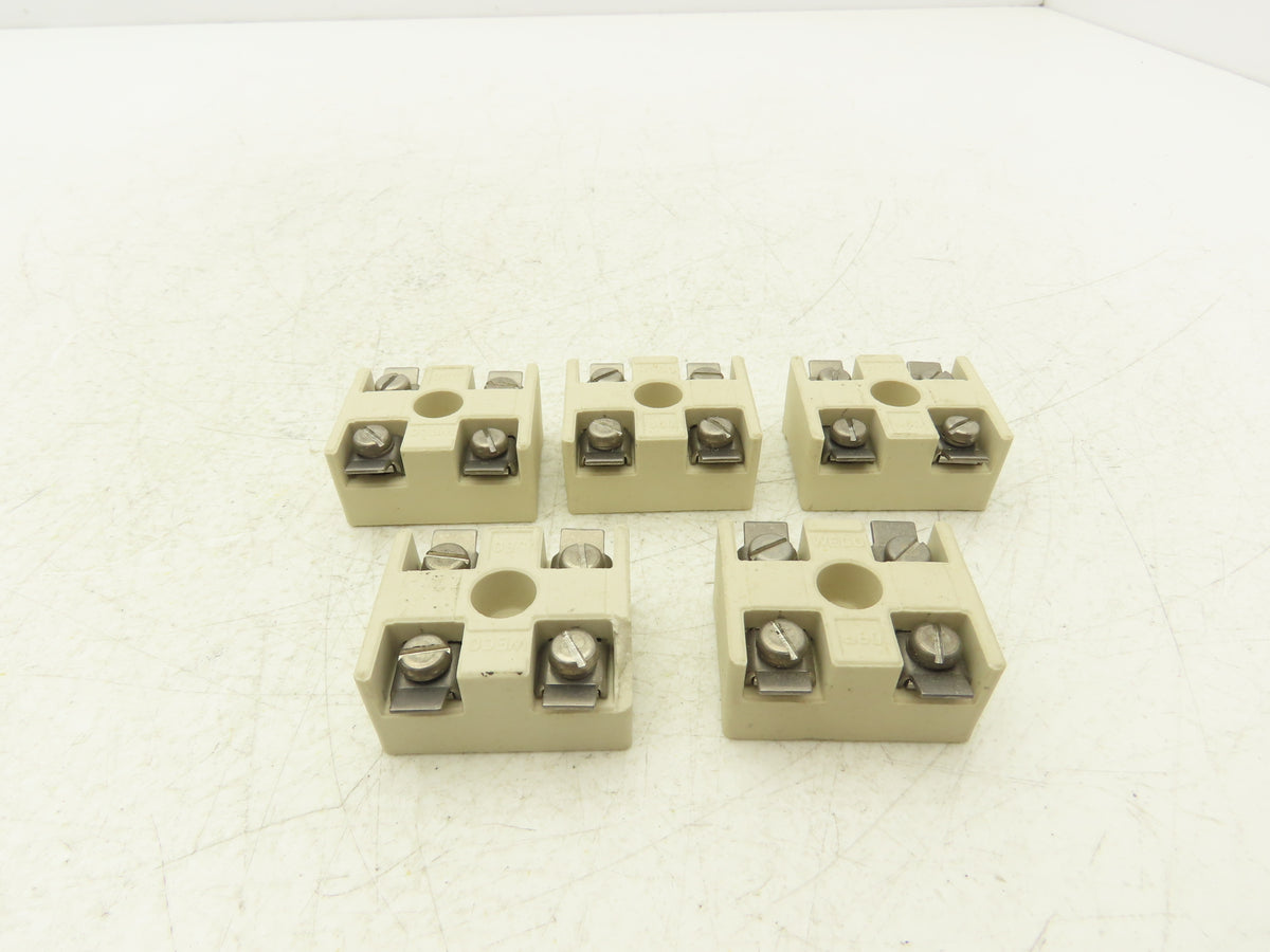 Weco 560 Ceramic Terminal Block 2-Pole 380V 1-1/4"x 1-9/16"  Lot of 5