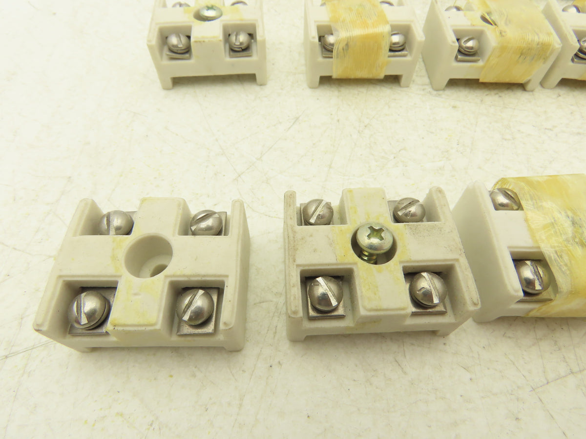 Ceramic Terminal Block 2-Pole High Temp 1-1/4"x 1-9/16"  Lot of 32