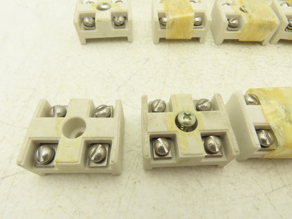 Ceramic Terminal Block 2-Pole High Temp 1-1/4"x 1-9/16"  Lot of 32