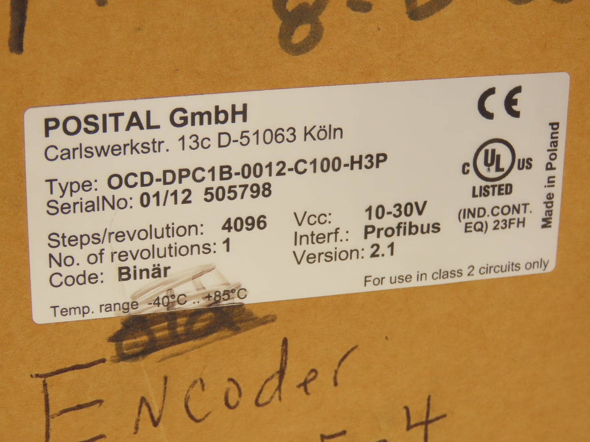 Posital OCD-DPC1B-0012-C100-H3P IXARC Absolute Multiturn Encoder 10-30VDC 12 Bit