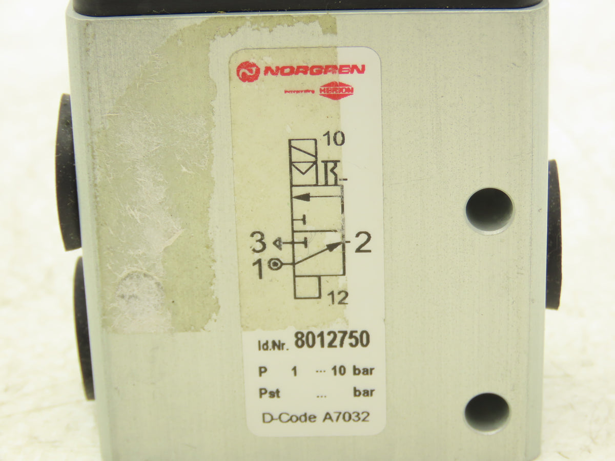 Norgren 8012750 Pneumatic Solenoid Valve 3/2-Pos 24 VDC 145 PSI 1/4" NPT