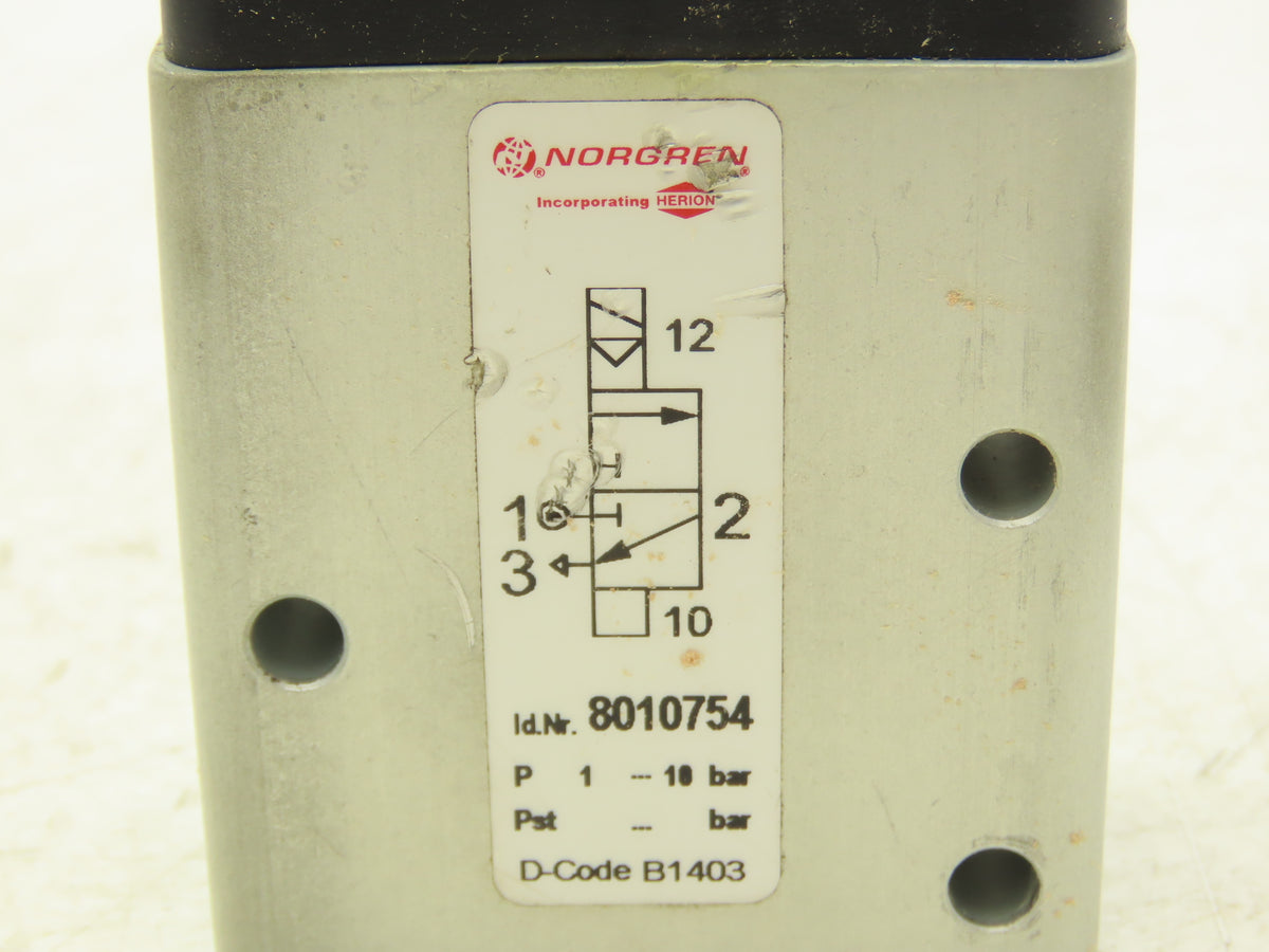 Norgren 8010754 Pneumatic Solenoid Valve 3/2-Pos 24 VDC 145 PSI 1/4" NPT