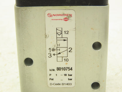 Norgren 8010754 Pneumatic Solenoid Valve 3/2-Pos 24 VDC 145 PSI 1/4" NPT