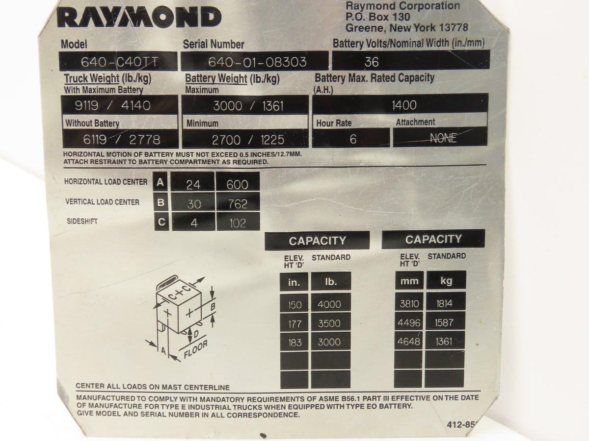 Eaton 211-1183-002 Forklift Hydraulic Motor Unit Removed From Raymond 640-C40TT