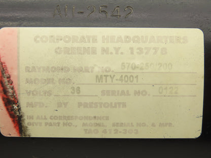 Raymond 570-250/200 Forklift DC Traction Drive Motor Removed From 640-C40TT