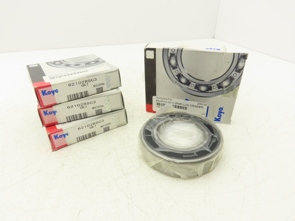 Koyo 62102RSC3 Ball Bearing 50 mm Bore 90 mm OD 20 mm Width Double Seal Lot of 4