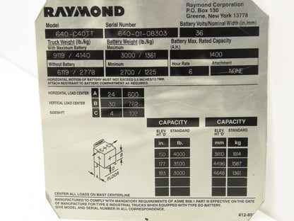 Raymond Stand On Forklift Brake Master Cylinder Assembly Off 640-C40TT
