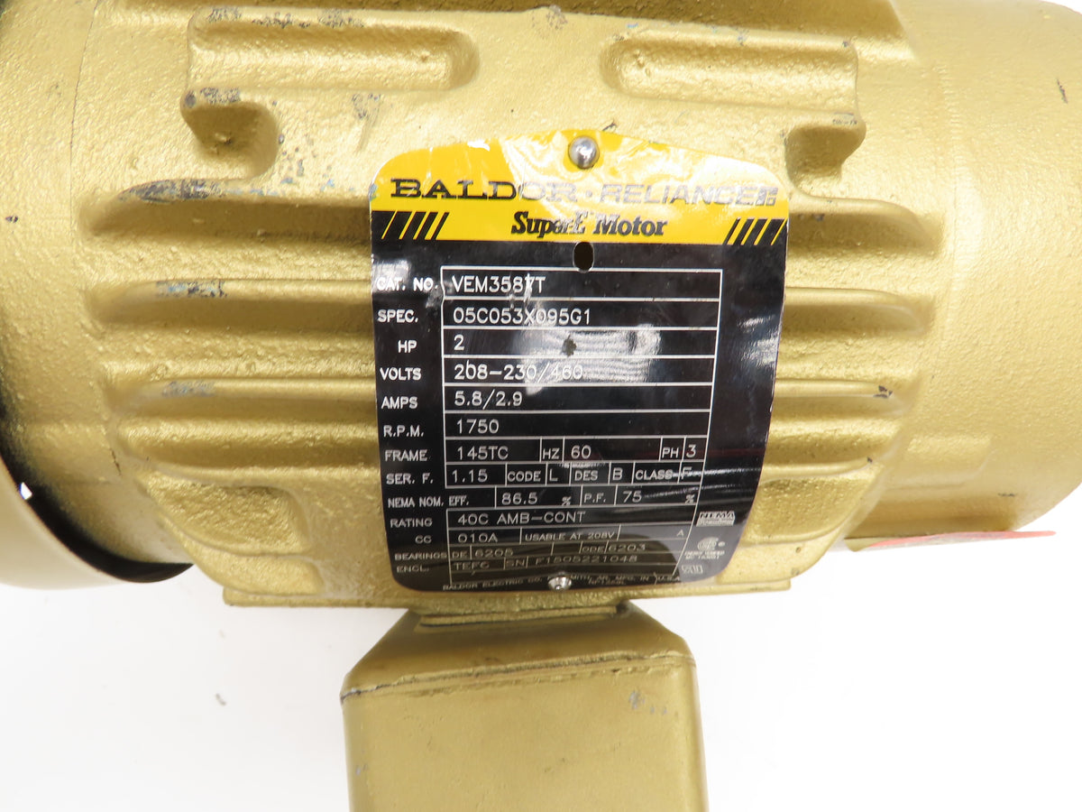 Baldor VEM3587T Super-E AC Motor 2Hp 1750 RPM 230/460V 3PH 145TC TEFC
