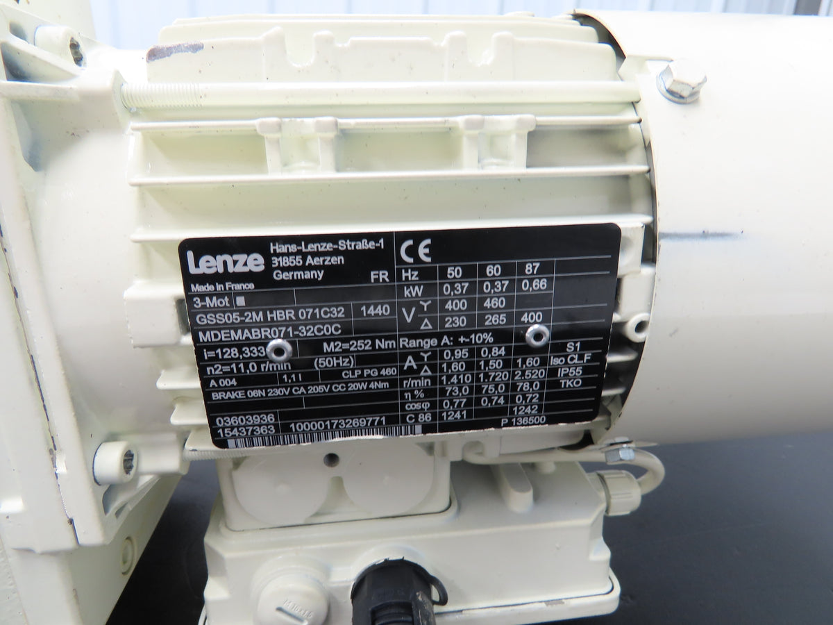 Lenze MDEMABR071-32C0C Gearmotor 128.3 Ratio 230/460V 3PH GSS05-2M HBR 071C32