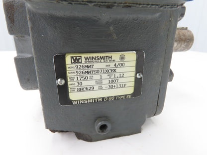 Winsmith 926MWT D-90 SE Worm Gearbox 30:1 Reducer 1Hp 58rpm 143/145TC LH