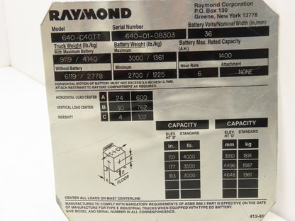 Raymond 073-001-000/010 Forklift PCB Control Module Assembly Off 640-C40TT