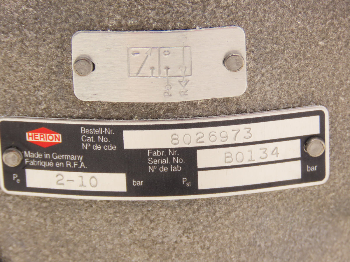 Herion/Norgren 8026973 Solenoid Valve 3/2 Way Poppet Design G11/2" Coil 24 VDC