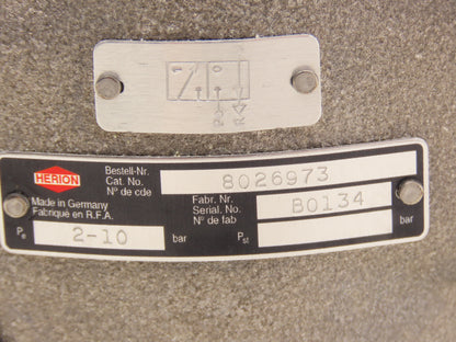 Herion/Norgren 8026973 Solenoid Valve 3/2 Way Poppet Design G11/2" Coil 24 VDC