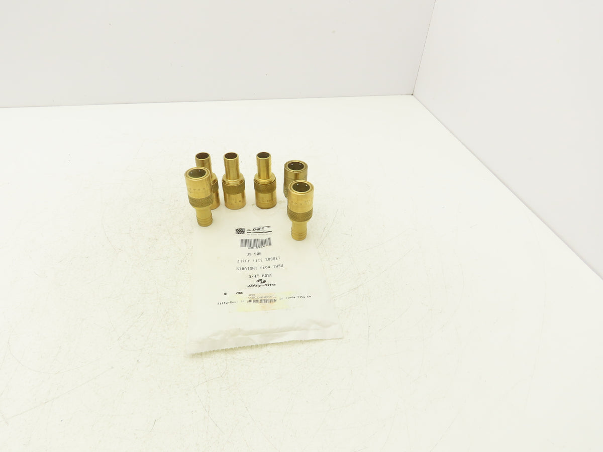 DME JS 506 Jiffy-Tite Quick Disconnect Female Flow Through 3/4" Hose Lot of 6
