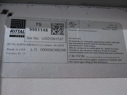 Rittal 2-Door Freestanding Electrical Enclosure 2000x1600x600mm 79x63x23"